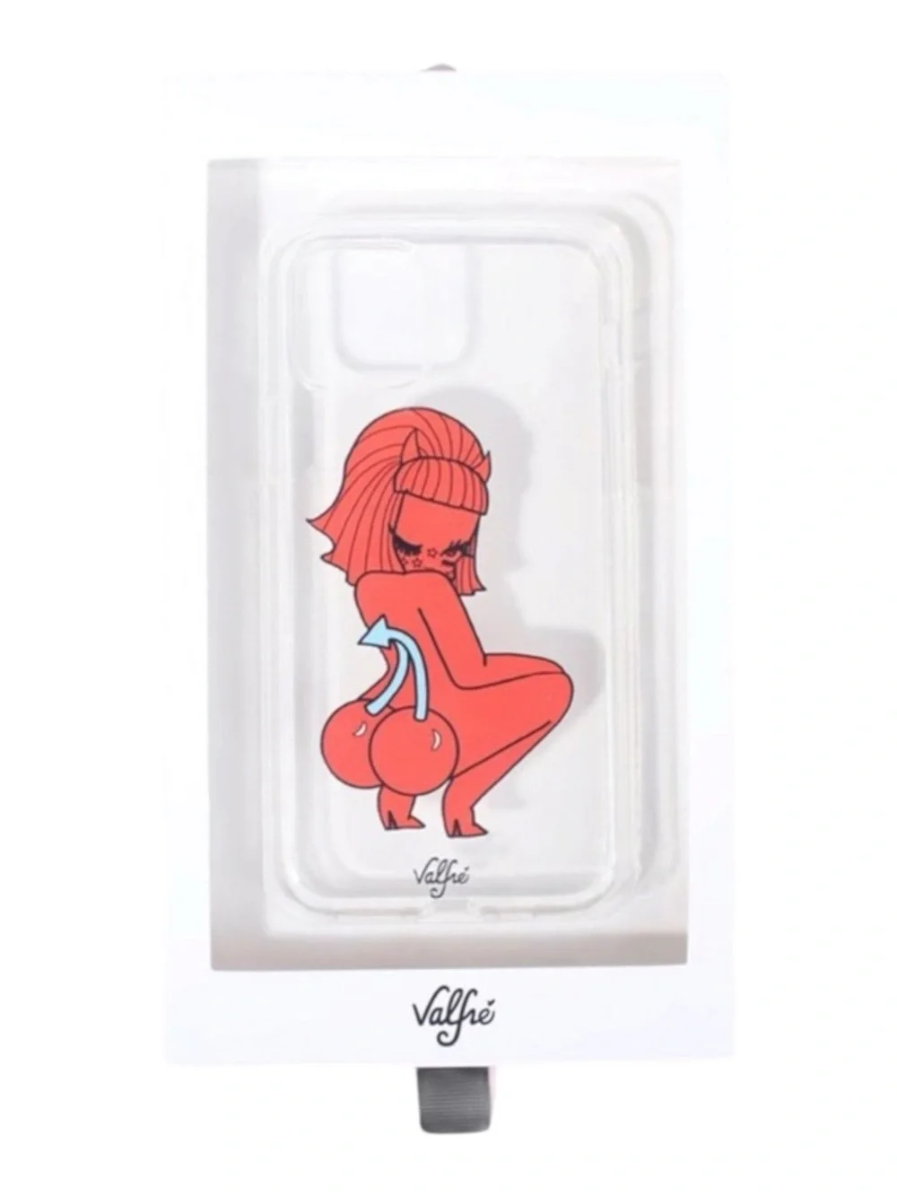 new Valfre ☻︎ Lucy Cherry Bottom ☻ iPhone 6+ 7+ 8+ Clear Case ☻ Artist Drawn ☻